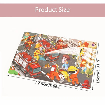30PCS Wooden Jigsaw Puzzle – Cartoon Animal & Vehicle Educational Toys for Kids