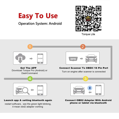 ATOTO 4450 OBD2 Scanner – Bluetooth ELM327 V1.5 Car Diagnostic Tool & Code Reader for Android OBDII