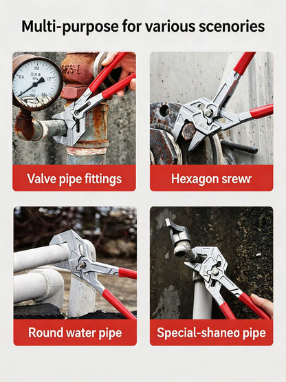 Adjustable Water Pump Pliers - Self-Locking Pipe Wrench for Plumbing, Faucets & DIY Repairs