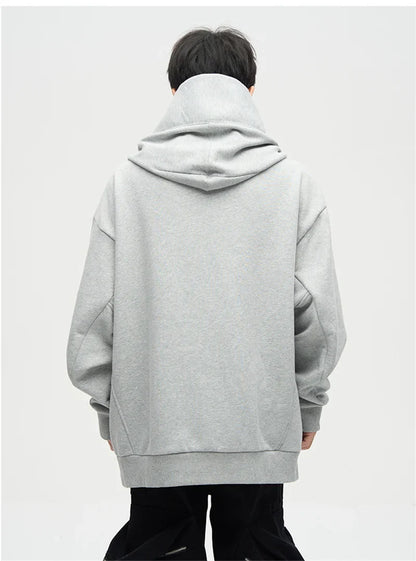 Autumn Ninja Streetwear Turtleneck Hoodie - Men's Embroidered Y2K Vintage Fleece Sweatshirt, Hip Hop Fashion