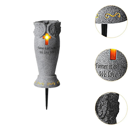 Cemetery Grave Flower Vase – Resin Funeral Flower Holder, Grave Marker Decoration, Memorial Gift for Loved Ones