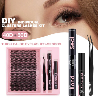 780pcs Eyelash Clusters Kit – 8-16mm Extension with Bond & Seal, Remover, Applicator for DIY Home Makeup