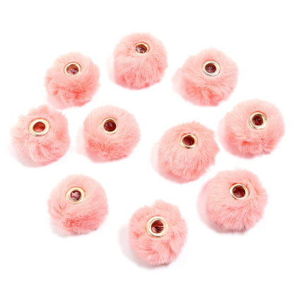 10pcs Plush Fur Ball Beads – Multicolor Pompom Spacer Beads for DIY Jewelry, Earrings & Bracelets