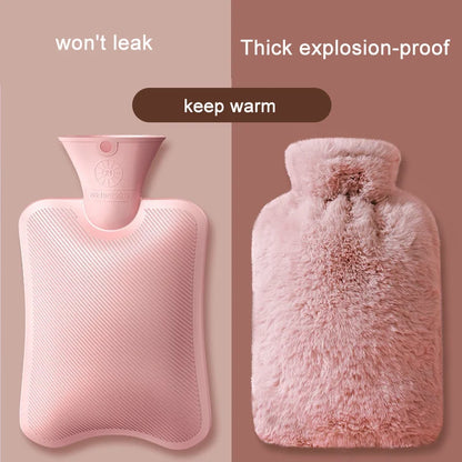 2000ml Winter Plush PVC Hot Water Bag – Explosion-Proof, Heat-Resistant Hand & Waist Warmer for Home and Bedding Gifts