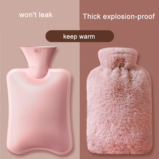 2000ml Winter Plush PVC Hot Water Bag – Explosion-Proof, Heat-Resistant Hand & Waist Warmer for Home and Bedding Gifts