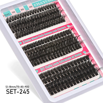 Individual Cluster Lashes – 20-100D Natural Look DIY Eyelash Extensions, 280pcs Mixed Tray Volume Lashes