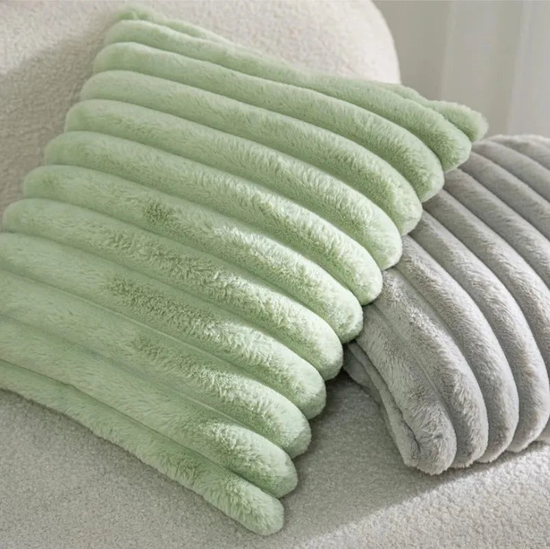 Faux Fur Plush Throw Pillow Covers – Soft Decorative Cushion Cases for Couch, 30x50cm & 45x45cm, Orange, Green, Pink, Cream
