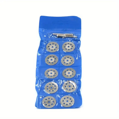 Diamond Cut Off Rotary Tool Discs: 10Pcs 16-30mm Mini Sharp with Hole for Dremel - DIY Accessories with 2Pcs Rod