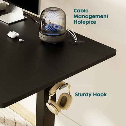 Electric Standing Computer Desk – Height Adjustable Ergonomic Workstation with Metal Frame for Home or Office