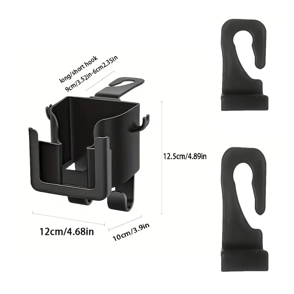 2-Pack Car Seat Back Organizer – Cup Holder, Hook & Phone Bracket Rear Storage for Water Bottle, Phone & Car Interior Accessories
