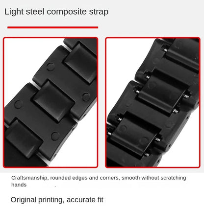 Black Red Lightweight Composite Plastic Steel Watch Band for Casio GW-B5600, DW5600MS, DW6900, GA2100 – Durable Replacement Strap Bracelet