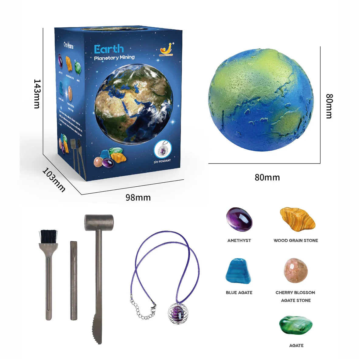 Solar System Archaeology Digging Toy Set – Kids Planet Gem Mining Science Educational Exploration Kit