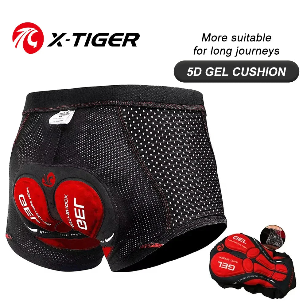 X-TIGER Men’s Cycling Underwear Shorts – 5D Gel Pad, Breathable Non-Slip Bike Shorts for MTB & Road Cycling