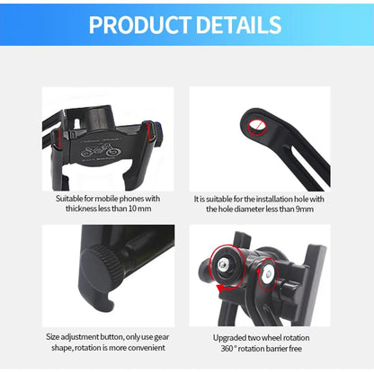 Aluminum Alloy Motorcycle & Bicycle Phone Holder — GPS Mounting Clip & Handlebar Bracket