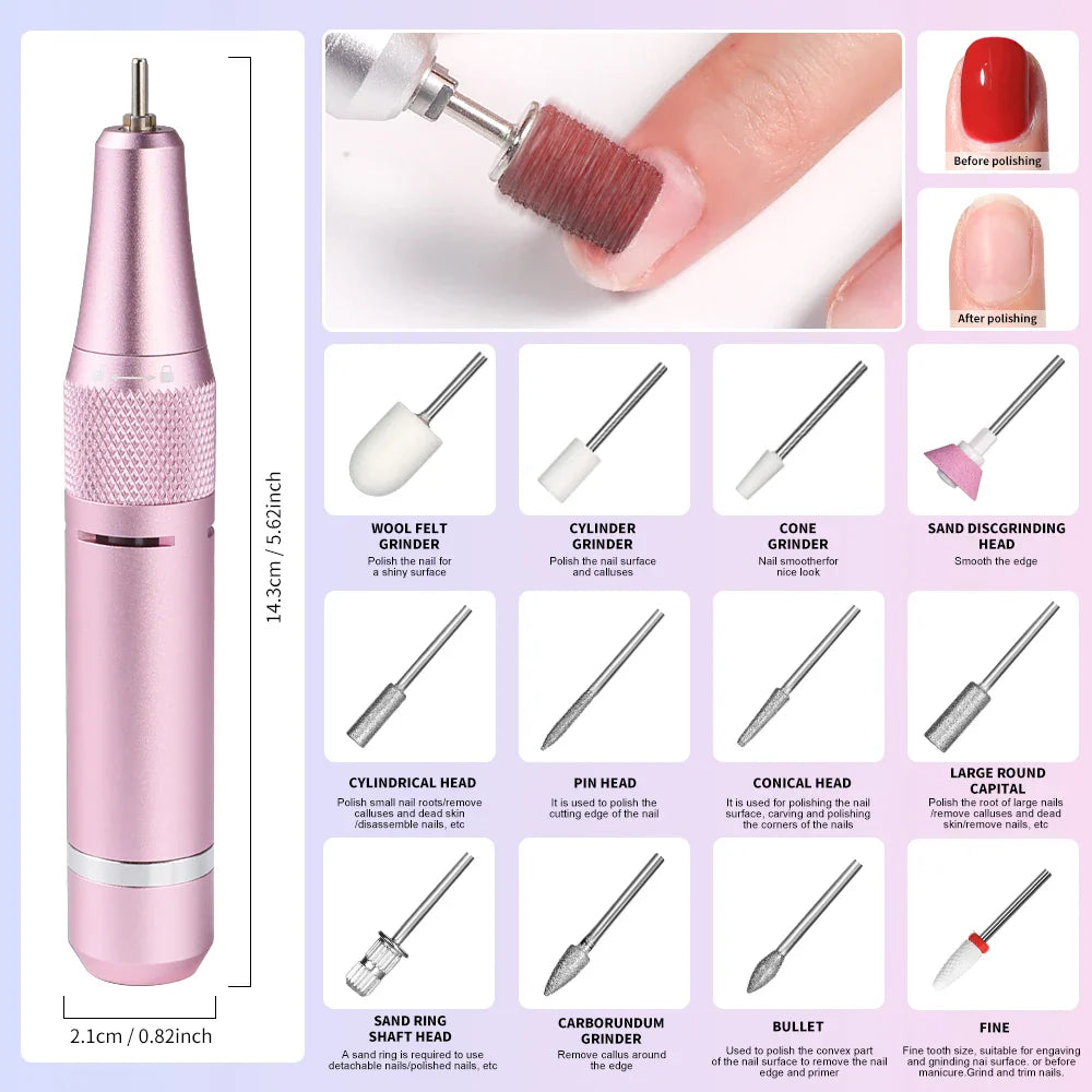 35000RPM Electric Nail Drill – Professional Rechargeable Nail File for Gel Nails, Portable Manicure Tool