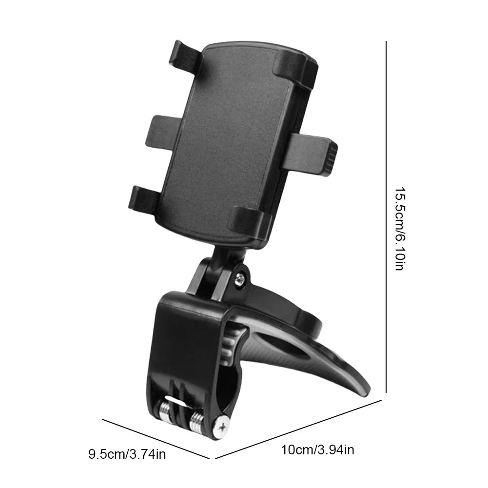 Car Dashboard Phone Holder – 360° Rotating Auto Grip Bracket, Foldable Rearview Mirror Navigation Mount