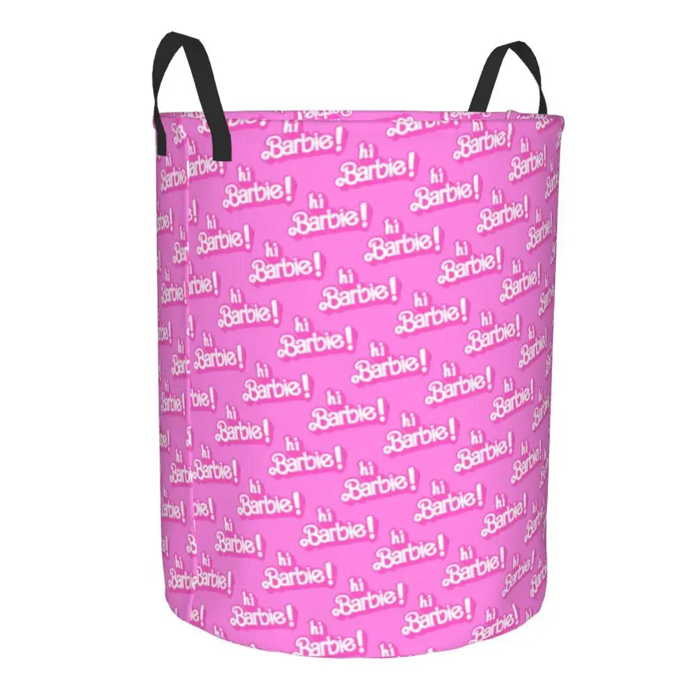 Custom Barbie Logo Laundry Basket – Collapsible Large Capacity Clothes Storage Bin, Disney Baby Hamper