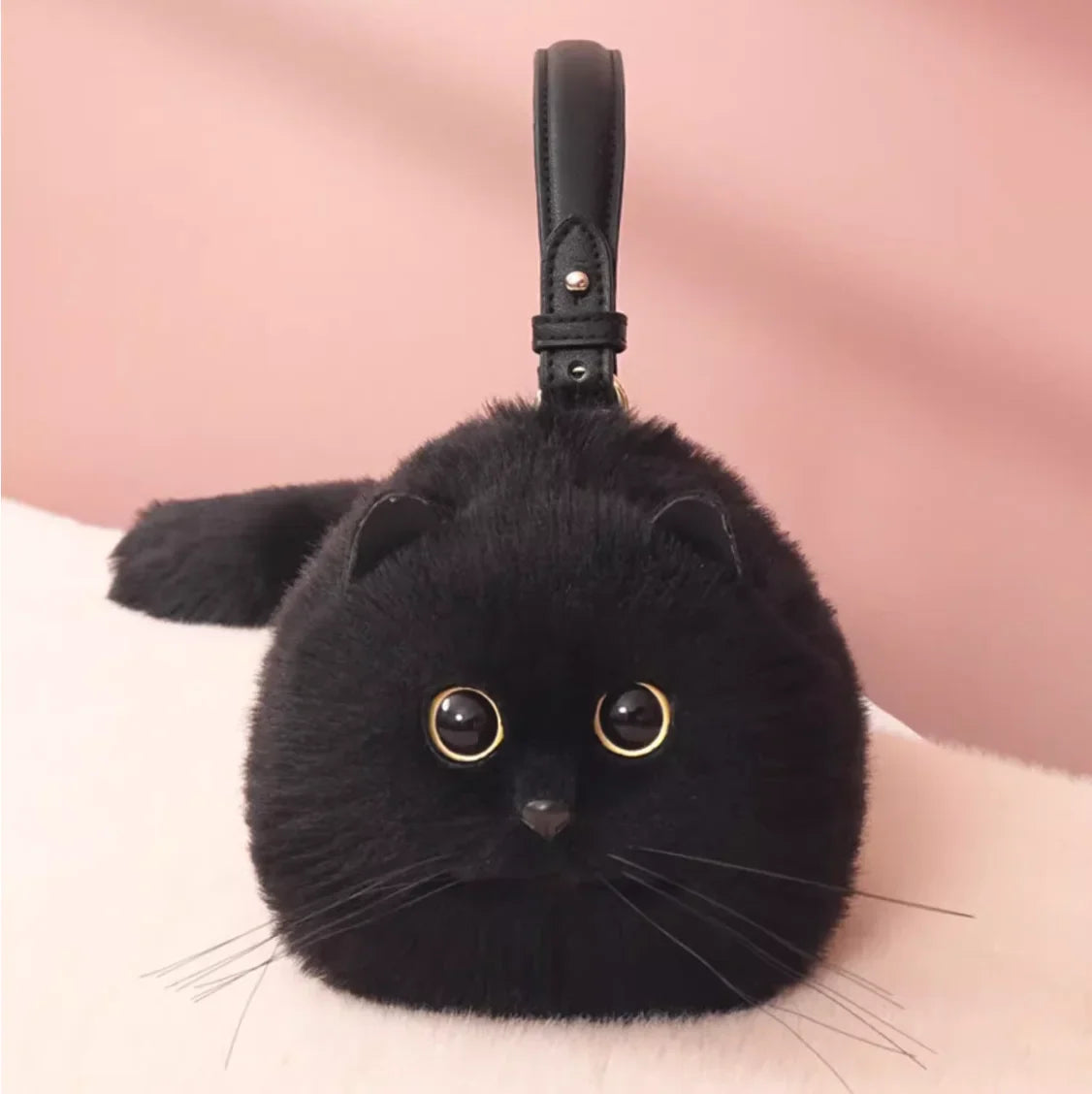 One Shoulder Small Messenger Bag – Handmade Plush Cat Design for Women Autumn Winter
