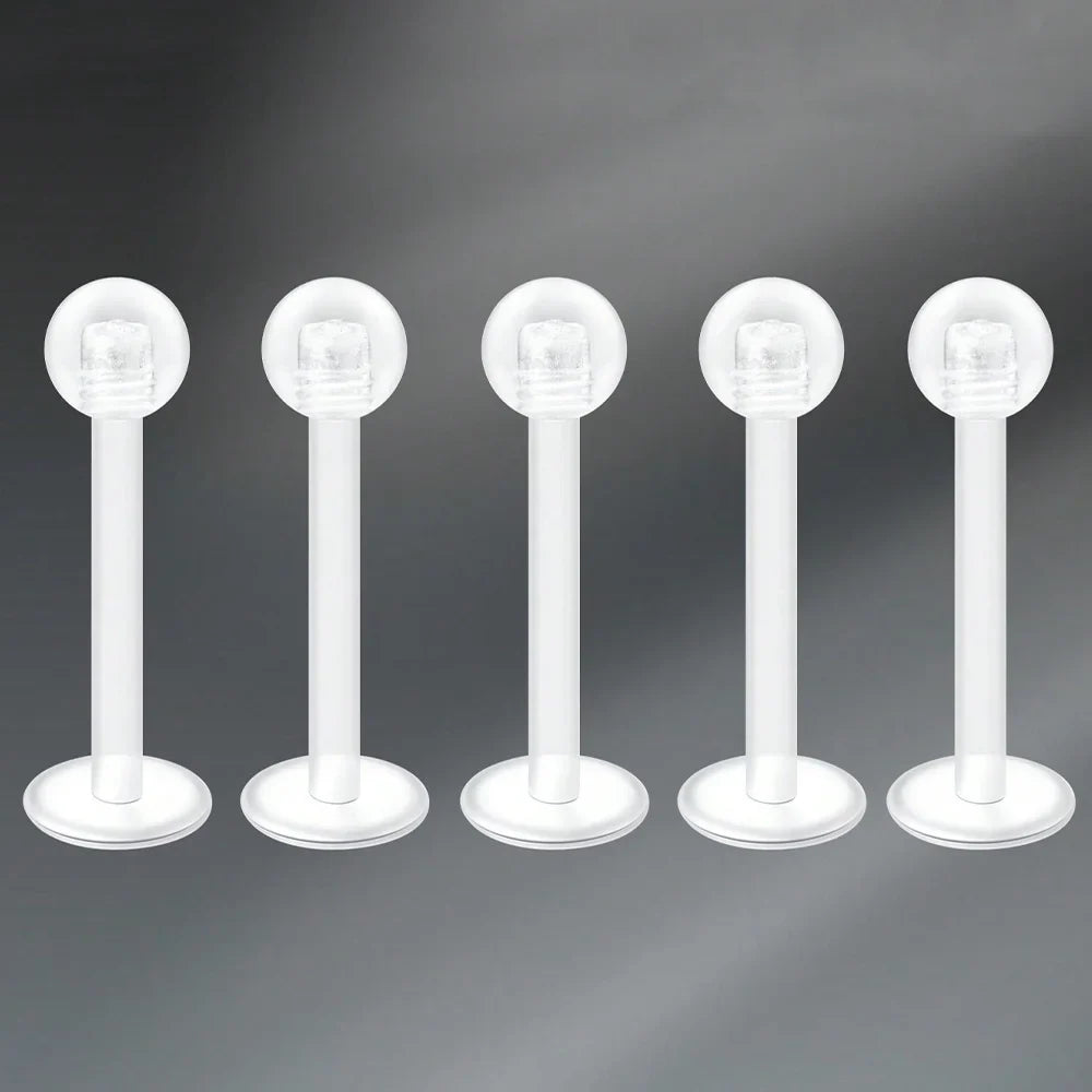 Transparent UV Acrylic Body Piercing Set – Navel, Nose, Septum, Ear & Lip Rings