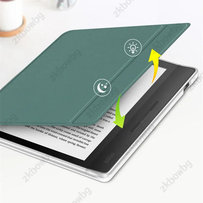 Slim PU Leather Case for KOBO Libra — Shockproof Smart Cover for Libra Colour 2024, Libra 2 2021 7" N428 N418 eBook with Clear Back