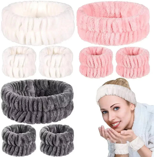 Microfiber Wrist Washband – Absorbent Wrist Sweatband Scrunchies for Women, Face Wash Towel Band, Headband Accessory
