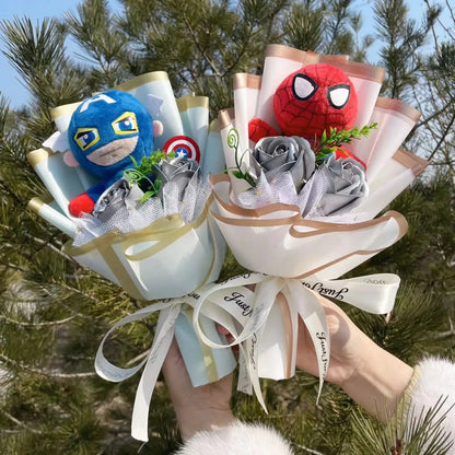 Superhero Plush Dolls — Handmade Spider-Man, Hulk, Superman & Captain America Bouquet Toys, Gift for Boys, Graduation, Christmas & Birthday