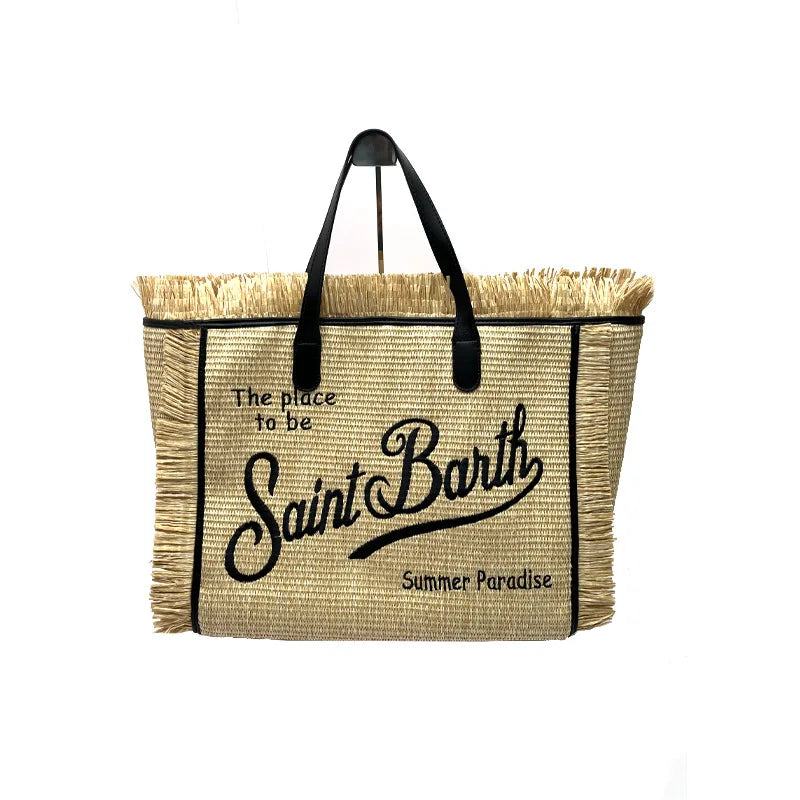 SAINT BARTH Autumn Winter Plush Towel Bag – Women’s Large Capacity Striped Casual Handbag with Tassel