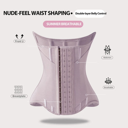 MiiOW U-Shaped Waist Trainer Corset – Women’s Buttoned Shapewear with Steel Bones for Breast Lift, Slimming & Breathable Comfort