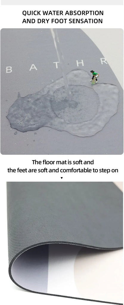 Diatomaceous Earth Bath Mat – Super Absorbent, Fast-Drying, Anti-Slip Rubber Floor Mat for Bathroom, Kitchen & Laundry