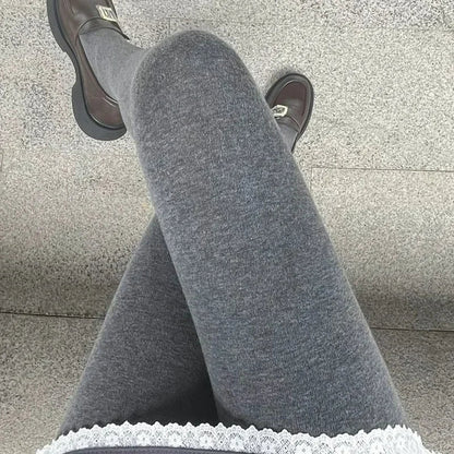 Women’s Winter Plush Leggings — Thicken Vertical Stripe Thermal Tights, High-Waist Fleece, Slim Fit, High Stretch