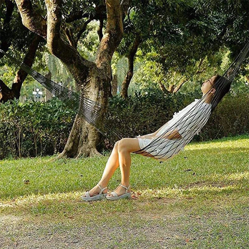 Outdoor Nylon Rope Mesh Hammock - Sleeping Net Bed with Rope for Relaxing Outdoors