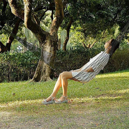 Outdoor Nylon Rope Mesh Hammock - Sleeping Net Bed with Rope for Relaxing Outdoors