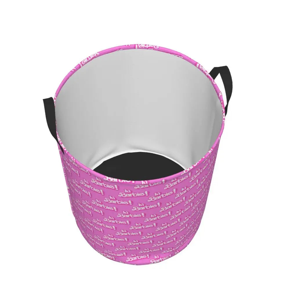 Custom Barbie Logo Laundry Basket – Collapsible Large Capacity Clothes Storage Bin, Disney Baby Hamper