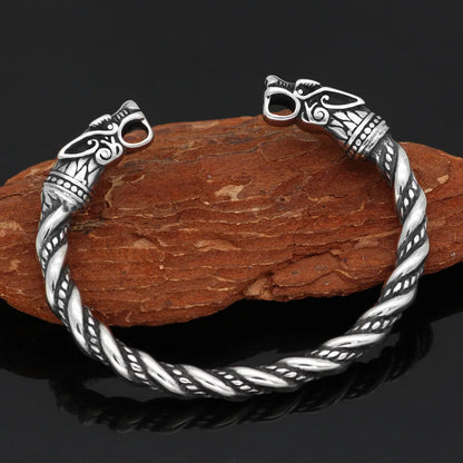 Fashion Animal Accessories – Goth Hip Hop Dragon Head Open Men’s Bracelet, Viking Bangle Cuff, Couple Jewelry