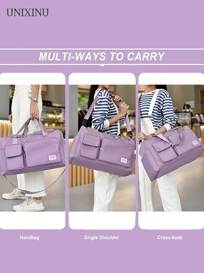 UNIXINU Large Capacity Carry-On Travel Bag: Weekender Duffle with Shoe Compartment - Perfect for Women's Sports & Fitness