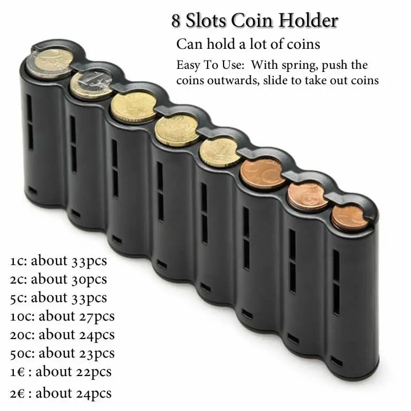 Multi-Pocket Driver Waiter's Purse - Waist Wallet with 8 Slot Euro Coin Dispenser, Coin Holder Sorter, Fanny Pack for Cash & Receipts