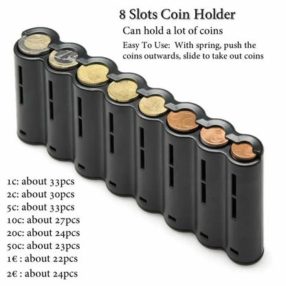 Multi-Pocket Driver Waiter's Purse - Waist Wallet with 8 Slot Euro Coin Dispenser, Coin Holder Sorter, Fanny Pack for Cash & Receipts