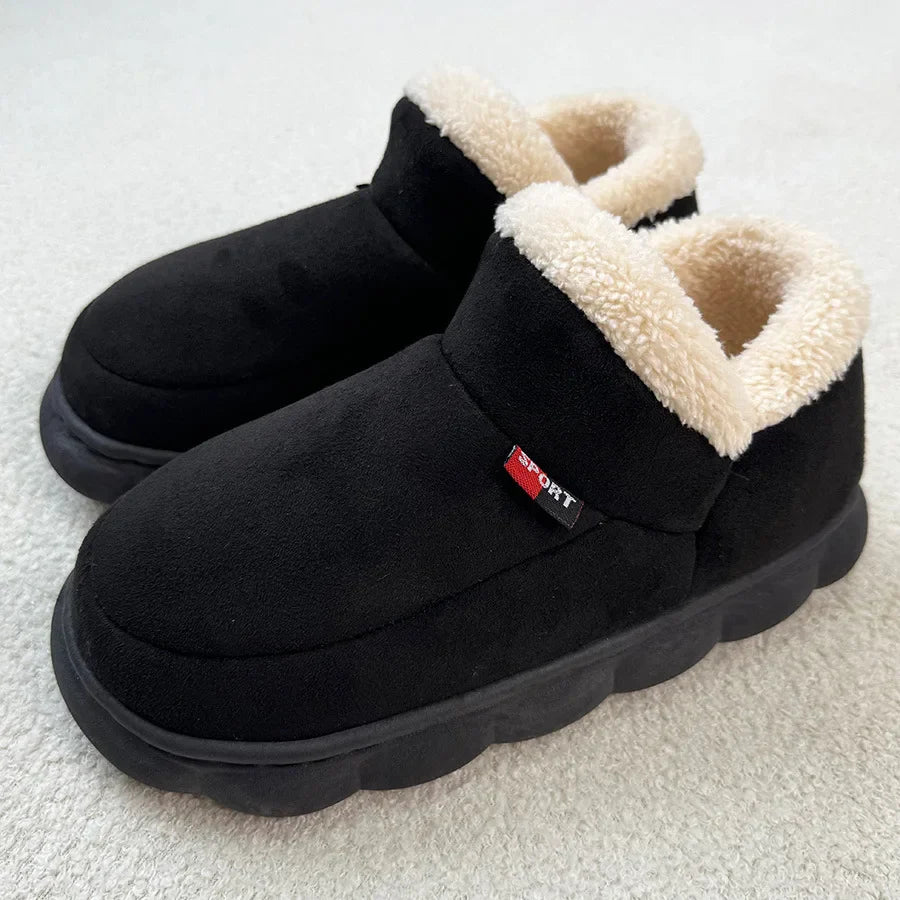 Smile PoP Winter Plush Men’s Shoes – Classic Indoor & Outdoor Non-Slip House Slippers for Men & Women, Casual Bedroom Footwear
