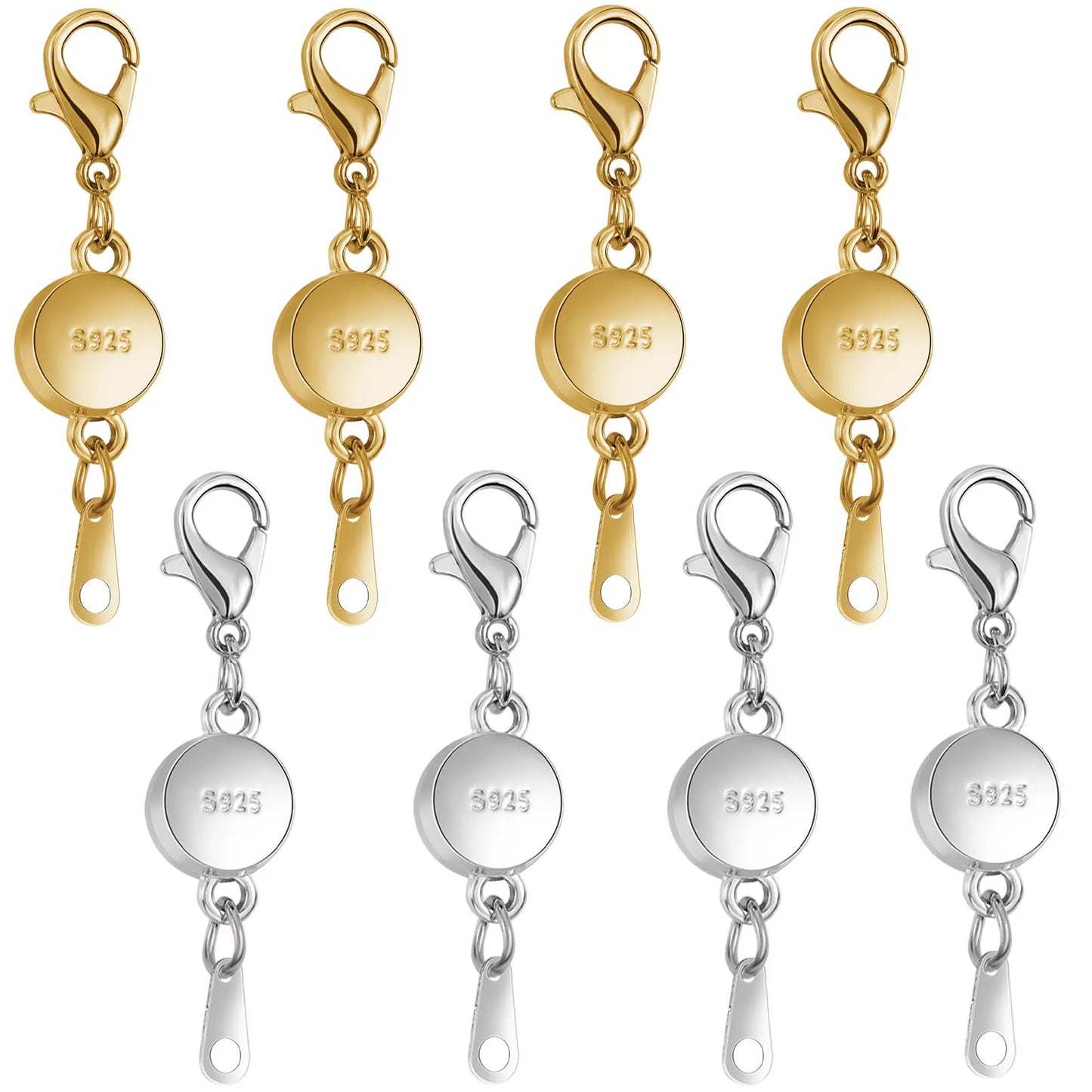 925 Silver Magnetic Jewelry Clasp - Round Necklace Closure & Clasp Converter for DIY Jewelry Making