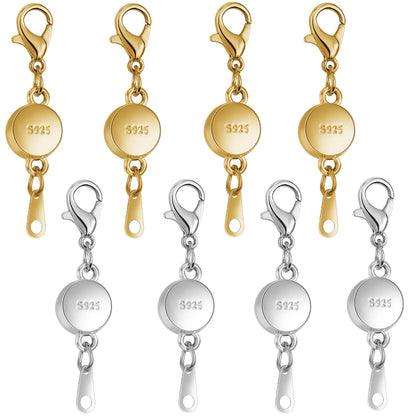 925 Silver Magnetic Jewelry Clasp - Round Necklace Closure & Clasp Converter for DIY Jewelry Making