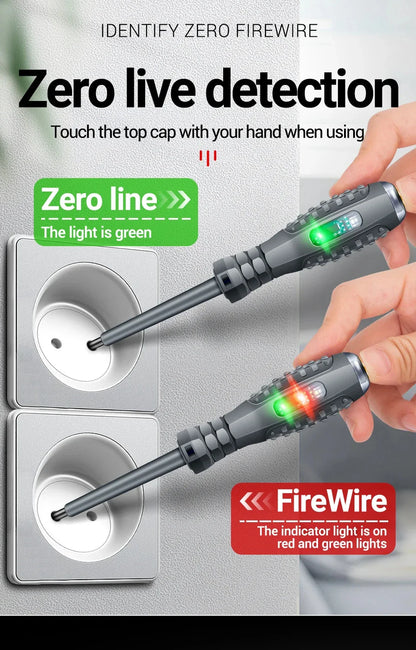 Multifunctional Electrician Test Screwdriver – AC Non-Contact Voltage Tester Pen 70-600V with Red/Green Indicator Lights