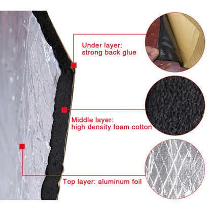 50x200cm Car Acoustic Thermal Sound Deadener Mat | Noise Insulation Mats for Cars | Auto Deadening Wall Panels