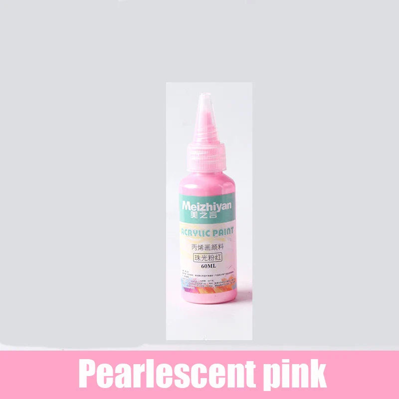 60/100ml Golden Acrylic Paint – Metal Pearlescent Waterproof Non-Fading Gypsum Glue for DIY Hand Painting