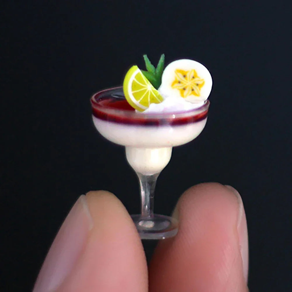 1/12 Dollhouse Miniature Yogurt & Ice Cream Cup – Simulation Drink Goblet Model Toy for Doll House Decoration Accessories