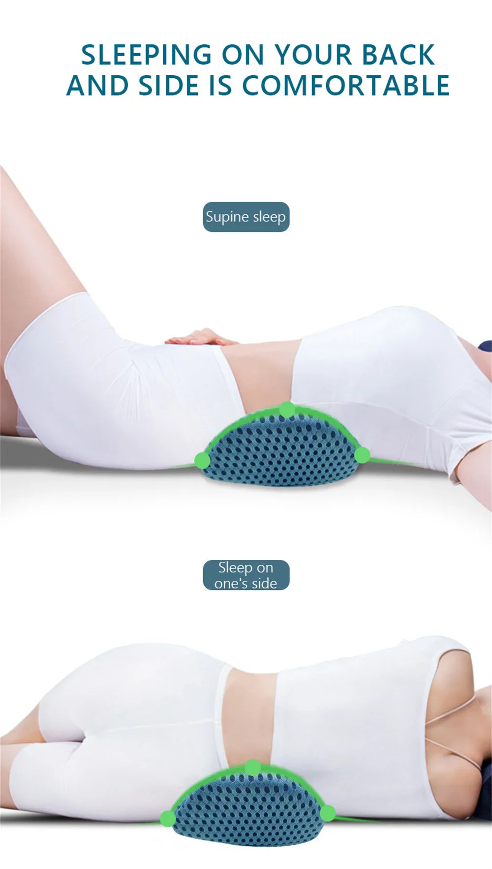 Breathable Memory Foam Lumbar Pillow — Car & Bed Cushion for Waist Support and Sleeping Comfort
