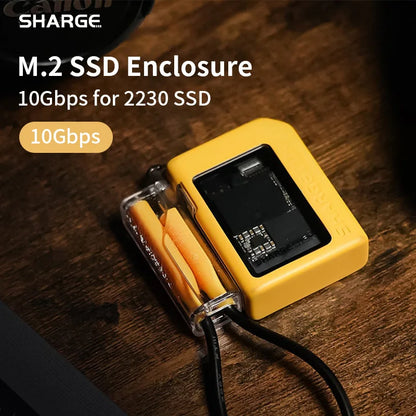 SHARGE M2 NVMe SSD Enclosure – 10Gbps PCIe USB 3.2 Gen2, Tool-Free External Adapter with Active Cooling for 2230 SSD (Up to 2TB)
