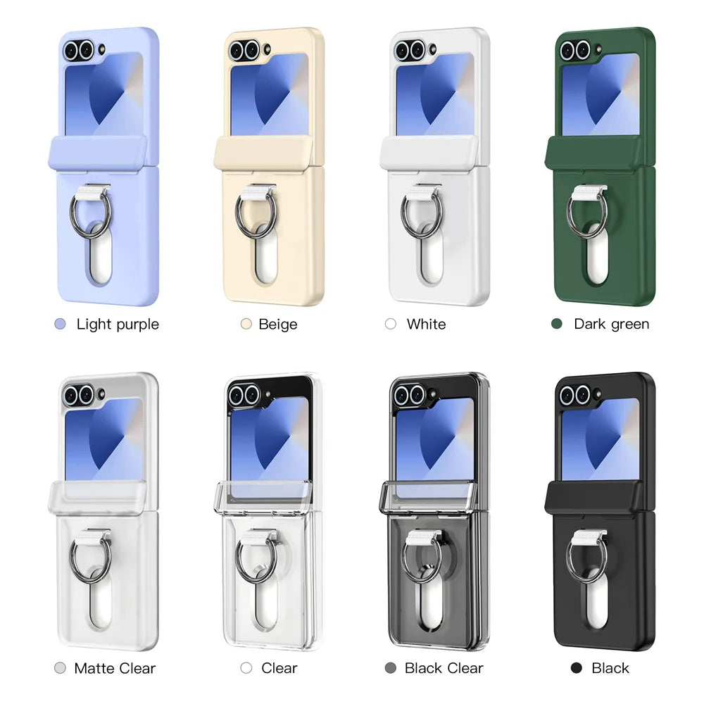 Luxury Wallet Clip Phone Case for Samsung Z Flip — Shockproof Card Slot Cover with Finger Ring for Z Flip 5/6/7/5G