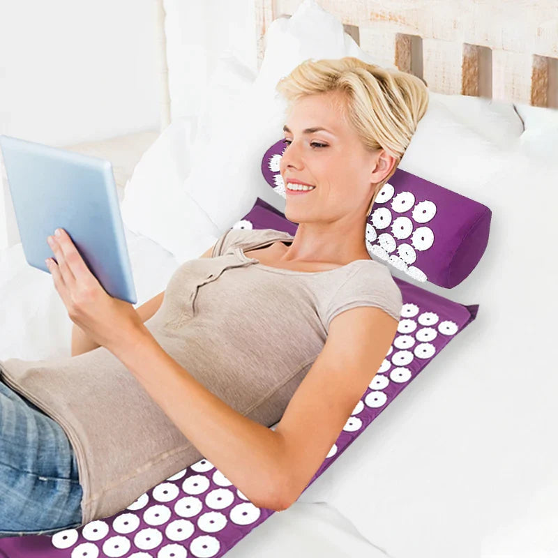 Yoga Massage Pads – Large Touchpoints for Neck, Back & Foot Relief, Household Massage Pillows in Purple