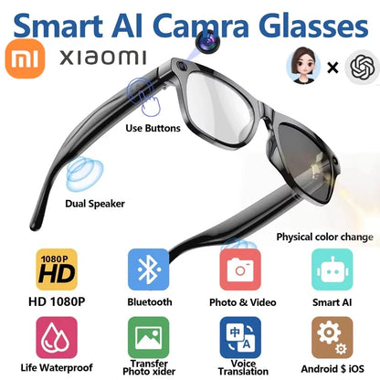 Xiaomi Mijia 4K HD AI Smart Glasses — Color Changing with 100MP Camera, Bluetooth Call & Voice Assistant Control