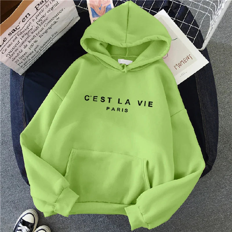 Women's Casual Print Loose Hoodie – Spring Long-Sleeve Harajuku Pullover Sweatshirt, Streetwear Style